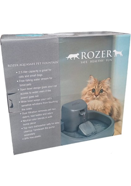 Aqusafe Otomatik Kedi Köpek Su Pınarı Ultra Sessiz 2,5 Lt Su Şelalesi Kedi Pınarı XWWAS01MG-EU