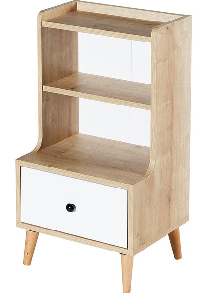 Melek Tek Çekmeceli Komodin - Safir Meşe / Beyaz fırsatları