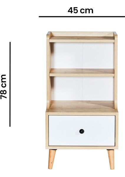 Melek Tek Çekmeceli Komodin - Safir Meşe / Beyaz