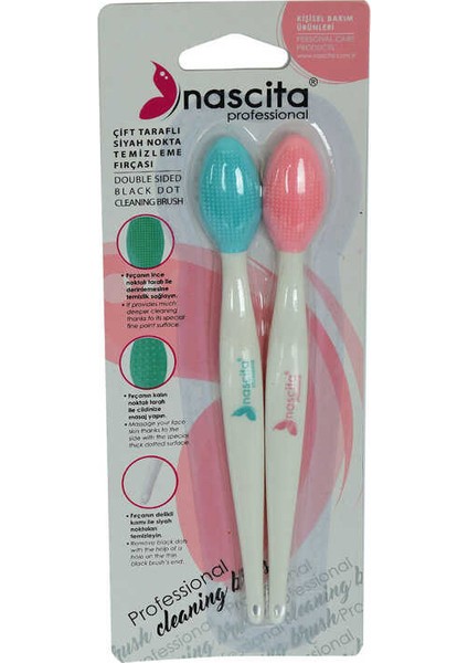 Profesyonel Çift Taraflı Siyah Nokta Temizleme Fırçası 2 Li 1 Paket