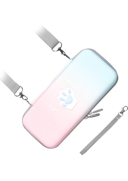 Sevimli Kedi Pençesi Taşıma Çantası Pu Deri Sert Koruyucu Kılıf Omuz Askısı ve El Ipi ile Switch Oyun Konsolu Için Pembe Mavi Degrade (Yurt Dışından) modelleri