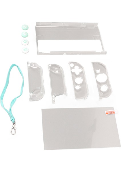Oyun Konsolu Koruyucu Kit Taşıma Çantası Şeffaf Kılıf Ekran Temperli Film Silikon Joystick Kılıfları Switch OLED Yeşil (Yurt Dışından) modelleri