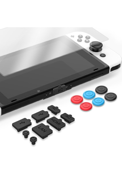 Ekran Koruyucu Toz Tıkacı Düğme Kapağı Başparmak Tutacağı Kolay Kurulum Koruma Seti Anahtar OLED Için (Yurt Dışından)