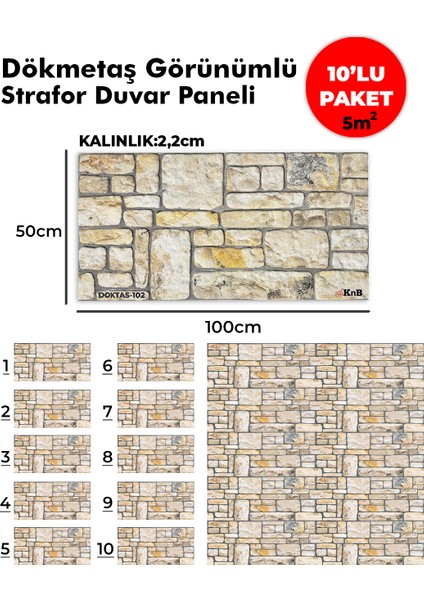 Dökmetaş Görünümlü Strafor Duvar Paneli (10'lu Paket)