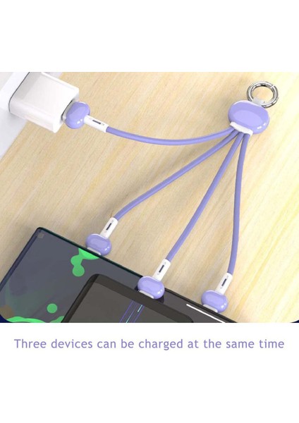 Çoklu Şarj Kablosu Silikon Anahtarlık 3'ü 1 Arada Şarj Kablosu Micro Usb/type C ile Uyumlu (Yurt Dışından) fiyatları