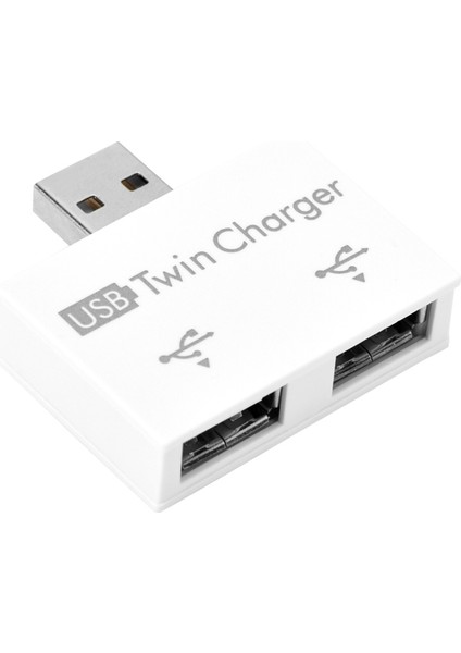 Hub Usb2.0 Erkek - 2 Portlu USB Çift Şarj Cihazı Ayırıcı Adaptör Dönüştürücü Konsantratör (Beyaz) (Yurt Dışından)