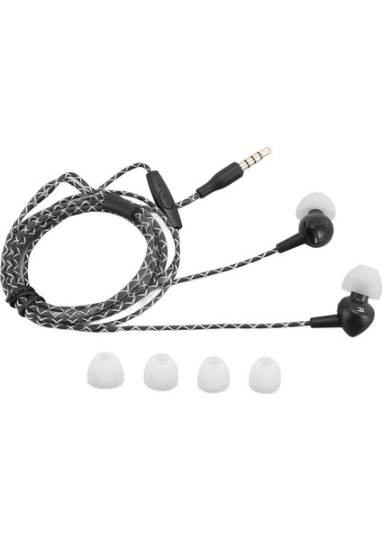 Mikrofonlu Kablolu Kulaklıklar Hd Stereo Bas Gürültü Azaltma 3,5 mm Jaklı Kulaklıklar Akıllı Telefonlar Tabletler Siyah (Yurt Dışından)