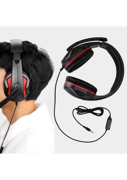 3.5mm Rekabetçi Oyun Kulaklığı Mikrofonlu Kablolu Kulaklık Ps4 Için (Siyah+Kırmızı) (Yurt Dışından) modelleri