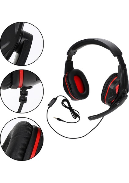 3.5mm Rekabetçi Oyun Kulaklığı Mikrofonlu Kablolu Kulaklık Ps4 Için (Siyah+Kırmızı) (Yurt Dışından) indirimleri