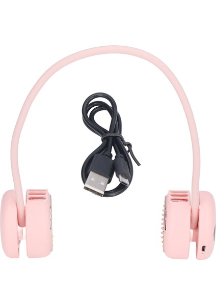 Boyun Fanı 5 Hız 720 Derece Ayarlanabilir USB Şarjlı Geri Çekilebilir Hortum Eller Serbest Taşınabilir Fan Koşu Bisiklet Pembe (Yurt Dışından)