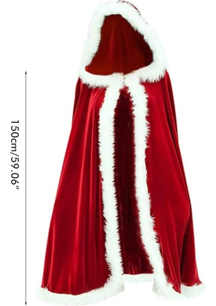 1.5m Kırmızı Başlıklı Pelerin Noel Kostümü Noel Baba Pelerini Kırmızı Manto Noel Partisi Cosplay Kostümü (Yurt Dışından) fiyatları