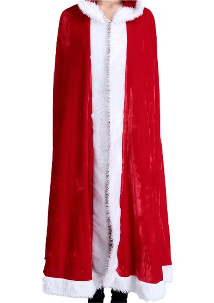 1.5m Kırmızı Başlıklı Pelerin Noel Kostümü Noel Baba Pelerini Kırmızı Manto Noel Partisi Cosplay Kostümü (Yurt Dışından) indirimleri