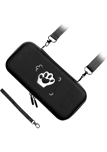 Sevimli Kedi Pençesi Taşıma Çantası Pu Deri Sert Koruyucu Kılıf Omuz Askısı ve El Ipi ile Switch Oyun Konsolu Siyah (Yurt Dışından)
