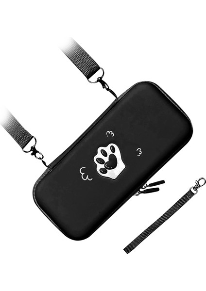 Sevimli Kedi Pençesi Taşıma Çantası Pu Deri Sert Koruyucu Kılıf Omuz Askısı ve El Ipi ile Switch Oyun Konsolu Siyah (Yurt Dışından) modelleri