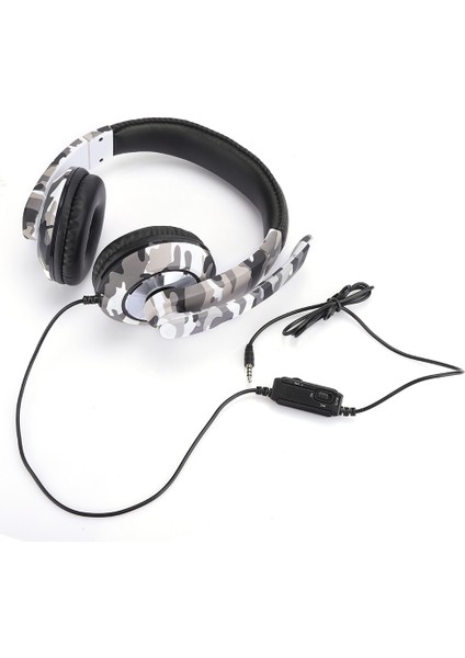 Baş Üstü Telefon Bilgisayar Oyun Kulaklığı Ps4 Beyaz Kamuflaj Için Kulaklık (Yurt Dışından)