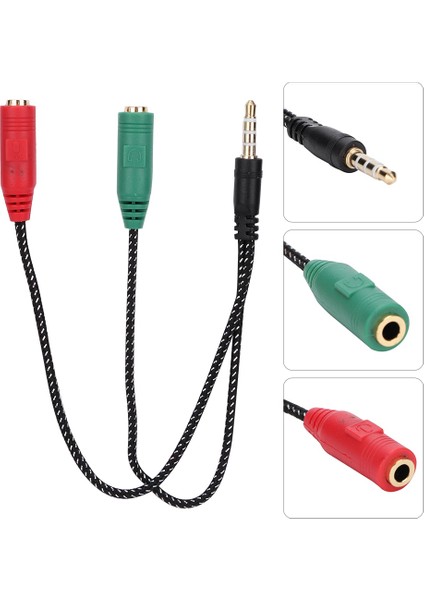1'i 2'ye 3,5 mm Erkekten Kadına Çift Kulaklık Mikrofon Adaptörü Kulaklık Çift Ses Ayırıcı (Yurt Dışından)