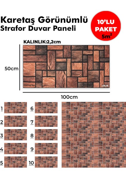 Karetaş Görünümlü Strafor Duvar Paneli (10'lu Paket)
