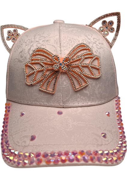 Spteks Kitti 4-8 Yaş Kız Çocuk Pembe Renk Parlak Taş Figürlü Yazlık Kep Şapka fiyatları