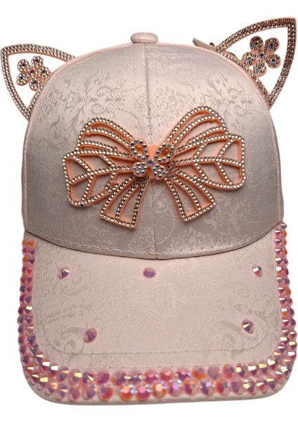 Spteks Kitti 4-8 Yaş Kız Çocuk Pembe Renk Parlak Taş Figürlü Yazlık Kep Şapka modelleri