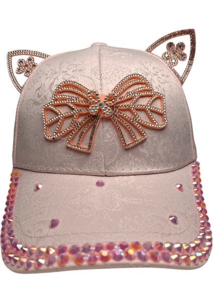 Spteks Kitti 4-8 Yaş Kız Çocuk Pembe Renk Parlak Taş Figürlü Yazlık Kep Şapka indirimleri