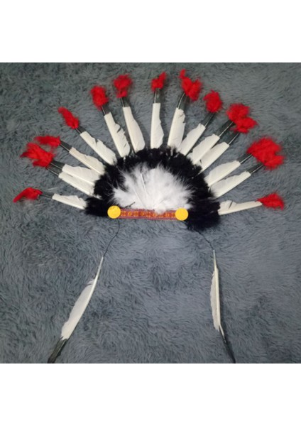 Yerli Amerikan Şefi Başlığı Cosplay Kızılderili Kostümü Yapay Tüy Başlığı Başlık Aksesuarları Yetişkinler ve Çocuklar Için (Yurt Dışından)