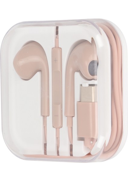 Tip C Kulaklık Gürültü Önleyici Dahili Mikrofon Tip C Kablolu Kulaklık Xiaomi Huawei Pembe (Yurt Dışından)