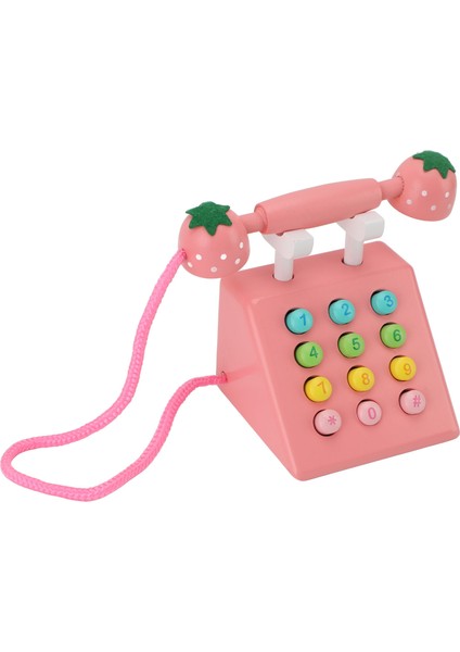 Ahşap Telefon Dekor Yüksek Simülasyon Eğitici Sevimli Dekoratif Telefon Modeli Masaüstü Dekorasyonu Ev Ofis Kafe Pembe (Yurt Dışından)