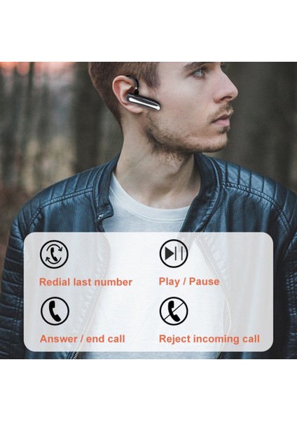 Bluetooth 5.1 Kulaklık Tek Kulak Bluetooth Kulaklık Enc Akıllı Gürültü Önleyici Kablosuz Kulaklık Kulak Içi Kulaklık Iş Için (Yurt Dışından)