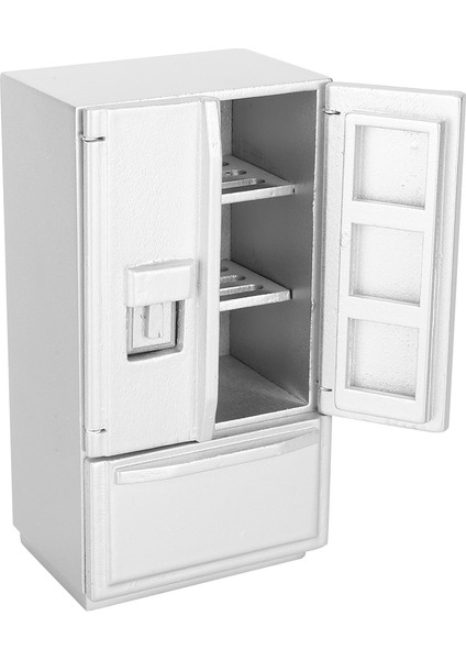 1: 12 Mini Huş Ahşap Çift Kapılı Çift Katlı Simülasyon Buzdolabı Modeli Doorhousesilver Için (Yurt Dışından) fiyatları