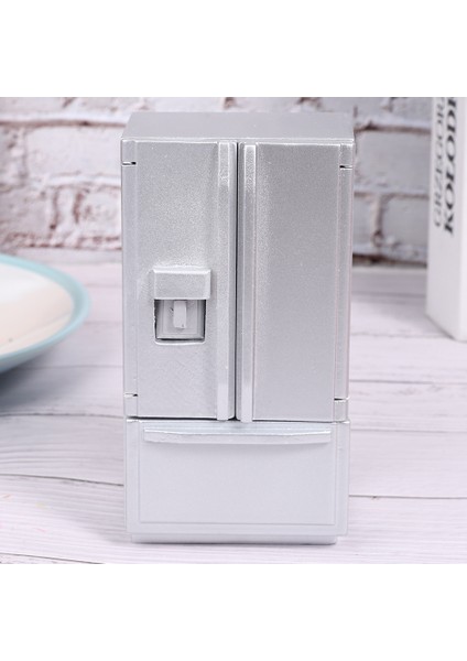 1: 12 Mini Huş Ahşap Çift Kapılı Çift Katlı Simülasyon Buzdolabı Modeli Doorhousesilver Için (Yurt Dışından) fırsatları
