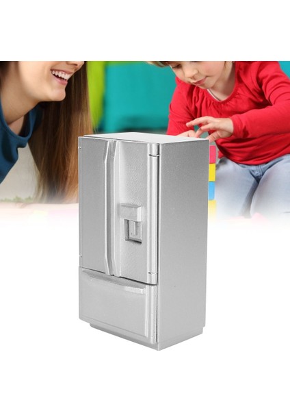 1: 12 Mini Huş Ahşap Çift Kapılı Çift Katlı Simülasyon Buzdolabı Modeli Doorhousesilver Için (Yurt Dışından) indirimleri