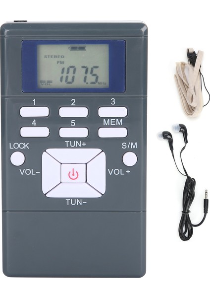 QQT102 Profesyonel Radyo Mini Taşınabilir Fm Stereo Alıcı LCD Ekranlı Kulaklıkkoyu Gri (Yurt Dışından)