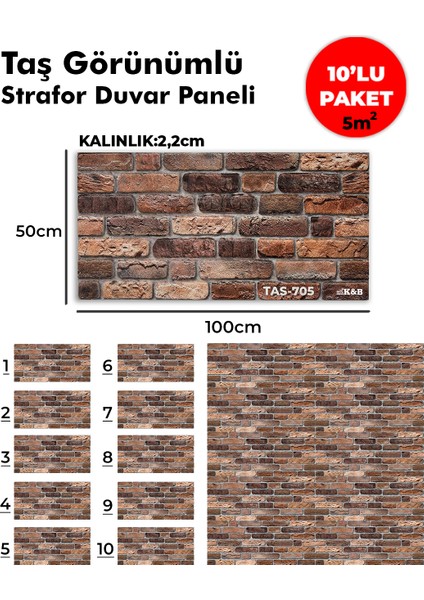 Taş Görünümlü Strafor Duvar Paneli (10'lu Paket)