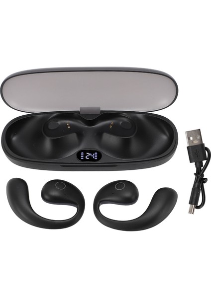 Kablosuz Kulaklık Bluetooth 5.4 Spor Kulaklıkları LED Güç Ekranı 42 Saat Çalma Süresi Bisiklet Koşu Antrenman Siyah (Yurt Dışından)