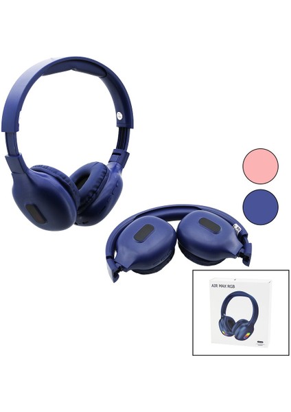 Aır Max Rgb Renkli Işıklı Şarjlı Bluetooth Kulak Üstü Kablosuz Kulaklık PL-2360 (5131)