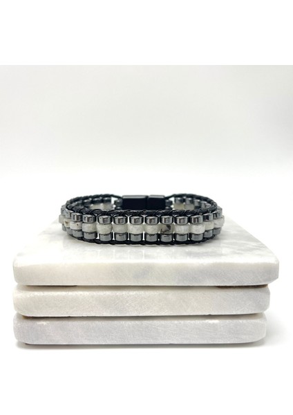 Sertifikalı Labrodorit Disk Model Doğal Taş Erkek Bileklik Kilitli Kapama fiyatları