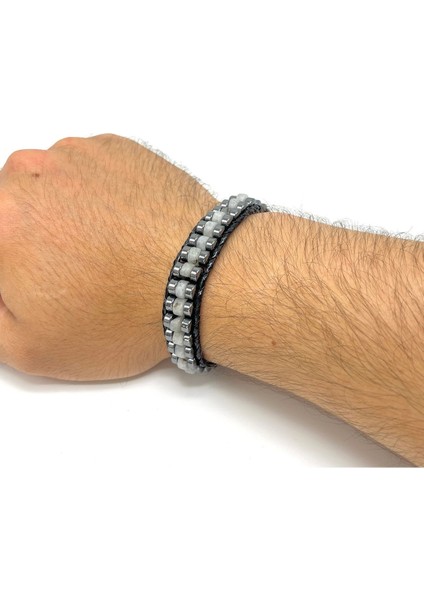 Sertifikalı Labrodorit Disk Model Doğal Taş Erkek Bileklik Kilitli Kapama fırsatları