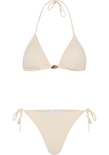 Krinkıl Ekru Üçgen Bikini Takım