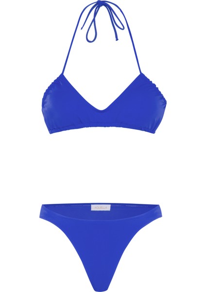 Straplez Saks Mavi Bikini Takım