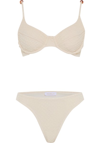 Bürümcük Krem Balenli Bikini Takım