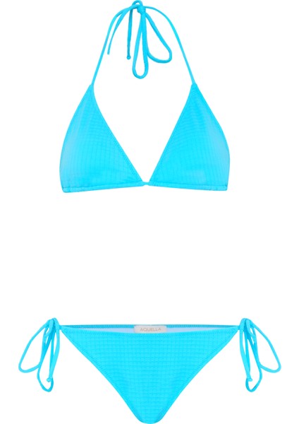 Desenli Arkası Büzgülü Üçgen Bikini