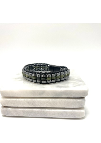 Sertifikalı Yeşim Disk Model Doğal Taş Erkek Bileklik Kilitli Kapama modelleri