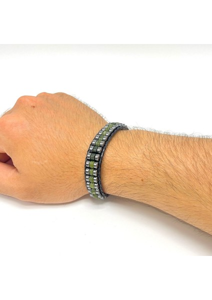 Sertifikalı Yeşim Disk Model Doğal Taş Erkek Bileklik Kilitli Kapama indirimleri