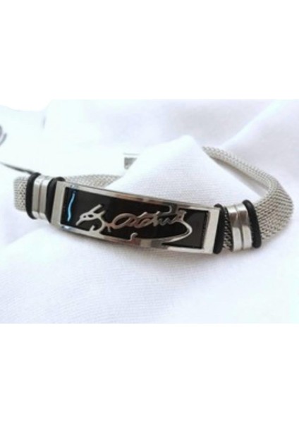 Kemal Atatürk Imzalı Silver Hasır Hafif Kordonlu 1. Sınıf Çelik Bileklik 22 cm modelleri