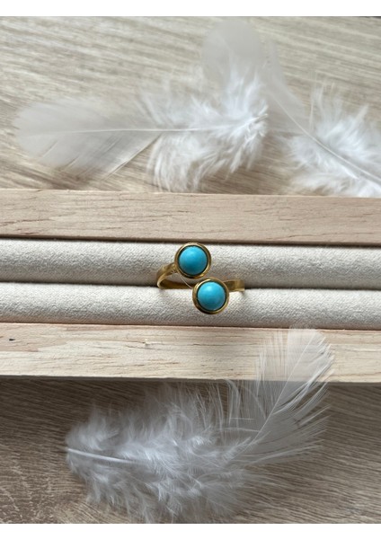 Turkuaz Firuze Taşı Çelik Yüzük El Yapımı