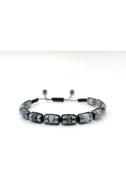 Sertifikalı Sodalit Disk Model Doğal Taş Makrome Bileklik Ayarlanabilir Ölçü fiyatları