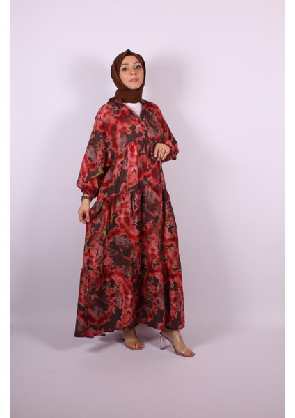 Etnik Desenli Viscon Elbise