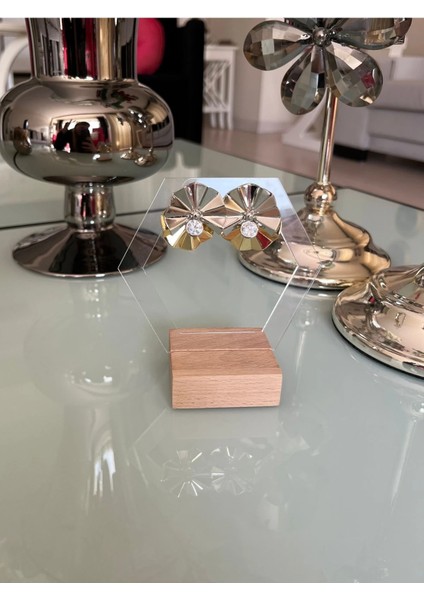 Modern Çift Renk Gümüş-Altın Küpe