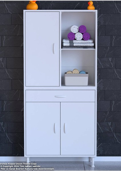 75 x 173 x 32,5 cm 1 Çekmece 3 Kapak 3 Raf 6 Bölmeli Düzenleyici Çok Amaçlı Mutfak Dolabı