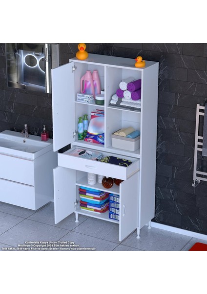 75 x 173 x 32,5 cm 1 Çekmece 3 Kapak 3 Raf 6 Bölmeli Düzenleyici Çok Amaçlı Mutfak Dolabı